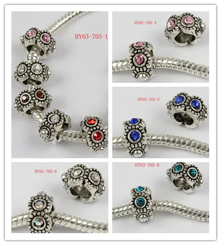 Бусины из горного хрусталя с большим отверстием для европейской цепи 25 шт. 63-705 -