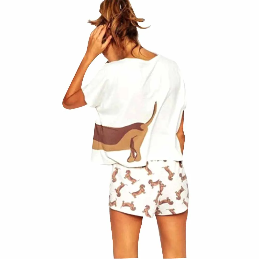 Женские пижамные комплекты Такса мопс корги чихуахуа немецкая овчина кроп-топ