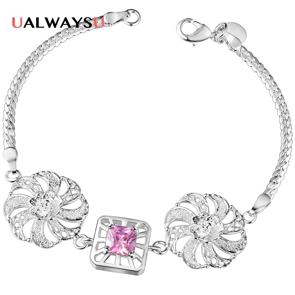 Оптовая продажа модные серебряные 925 штампованные браслет цепочка Подвески