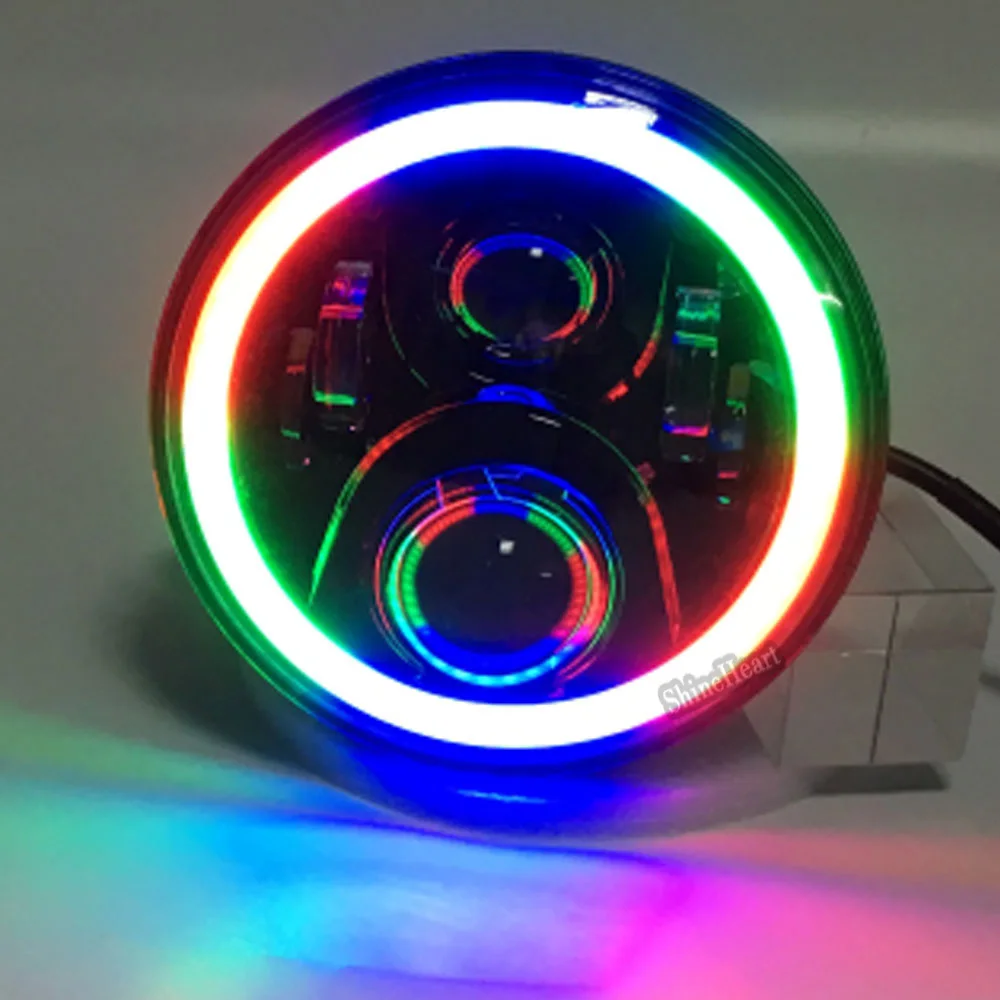 2018 2 шт круглые 7 дюймовые Автомобильные светодиодные мигающие RGB цветные фары 50