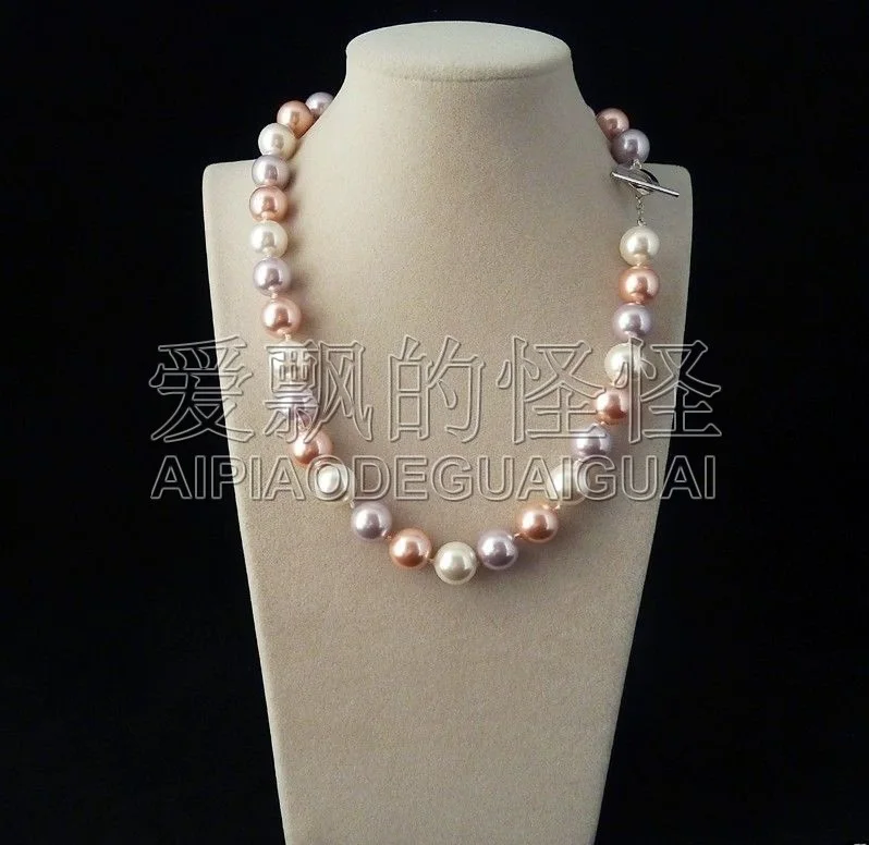 White Pink Purple N051114 в продаже Редкие огромные 12 мм настоящие жемчужные круглые бусы из южной морской раковины 18" - Окраска металла: White Pink Purple