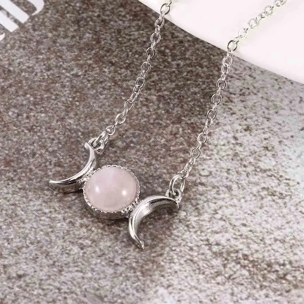 Женская цепочка с подвеской в виде полумесяца и кристаллов|Ожерелья подвеской| |