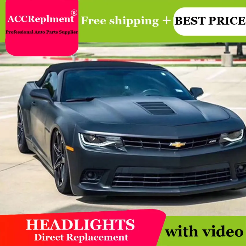 Тюнинг автомобилей для Chevrolet Camaro головной светильник s 2014 2015 Для светодиодный бар