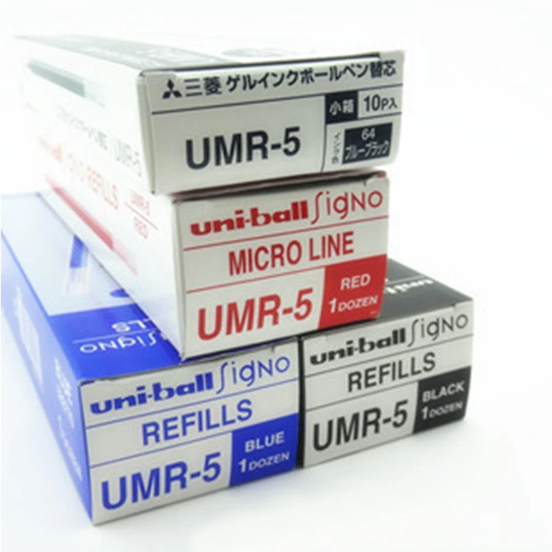 6 шт. стержни для Mitsubishi Uni ball UMR 5 Gel (для фото) черные/красные/синие/темно синие