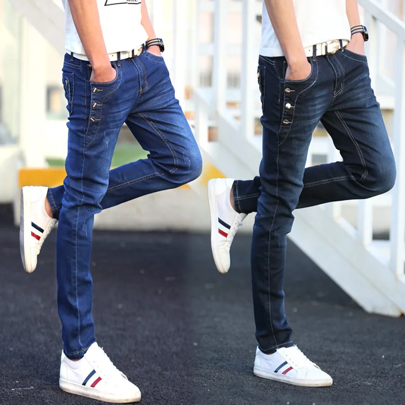 Модные мужские джинсы в стиле хип-хоп со средней талией облегающие байкерские