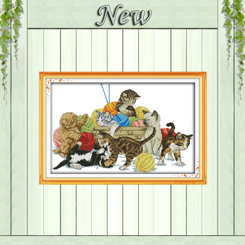 Картина с изображением кошек и животных напечатанная на холсте DMC 14CT 11CT наборы