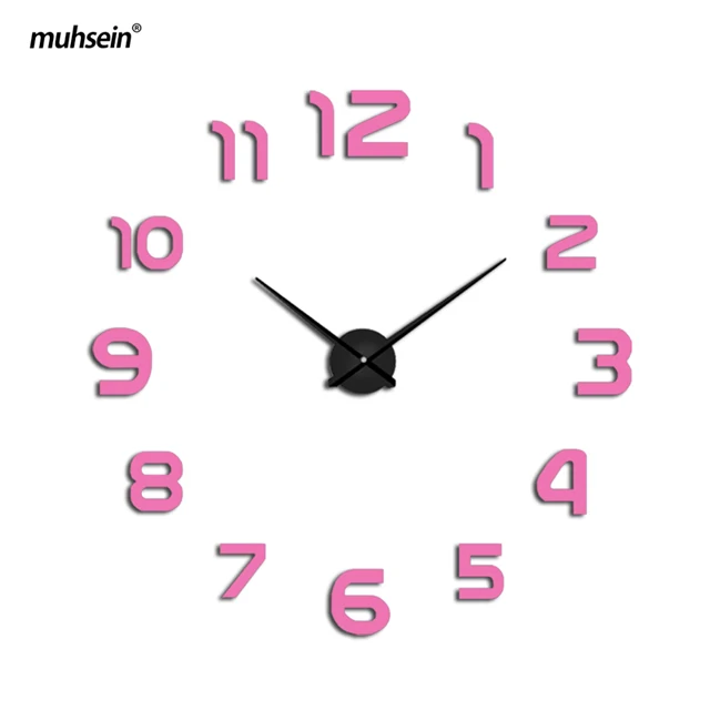 pink Новые цифровые настенные часы horloge 3d настенные часы акриловая наклейка для зеркала украшения дома гостиная кварцевые иглы - Цвет: pink
