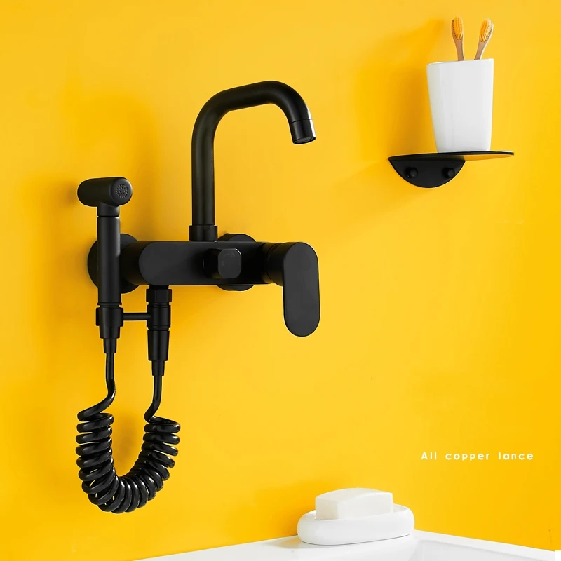 

Black Bidets Bathroom Hand Shower Bidet Toilet Sprayer Hygienic Shower Bidet Tap Wall Mounted Bidet Faucets Shower Brass T956