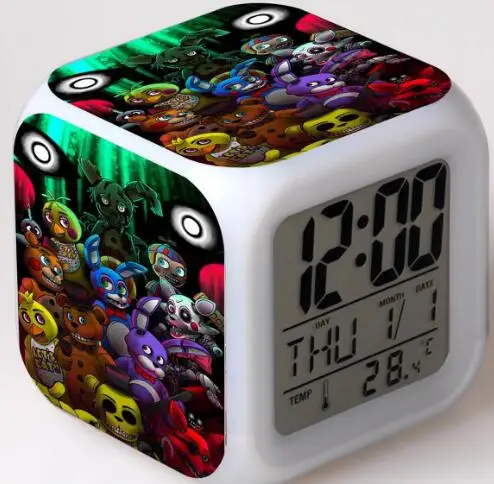 8 Five Nights At Freddy's 7 цветов светодиодный Будильник FNAF Bonnie Foxy Freddy Fazbear часы с дизайном «Медведь» ночные световые часы игрушки - Цвет: 8