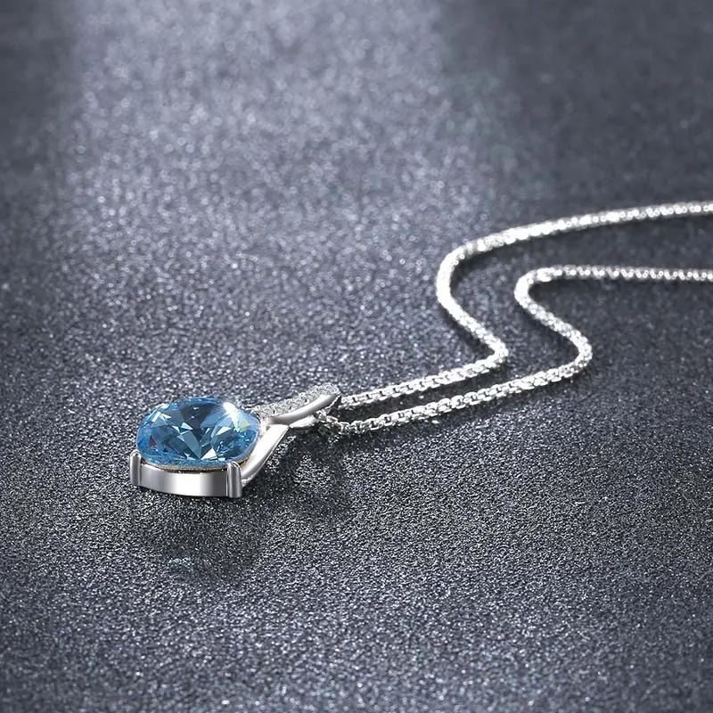 Женское длинное ожерелье из серебра 925 пробы с синим кристаллом|fine jewelry|necklace long