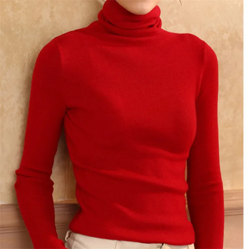 Casual Turtleneck Slim Knitted Sweater Pullover Women Autumn Winter Fashion Solid Pull Femme Jumpers Long Sleeve Sueter Mujer | Женская