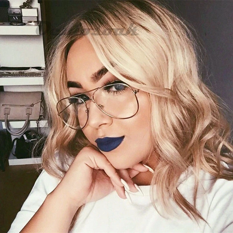 Прозрачные очки ретро металлические Золотые для близорукости женщин и мужчин