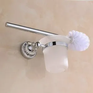 toilet brush holder Роскошный держатель для полотенец, настенный набор аксессуаров для ванной комнаты, керамический набор из нержавеющей стали для ванной, хромированный держатель для туалетной щетки - Цвет: toilet brush holder