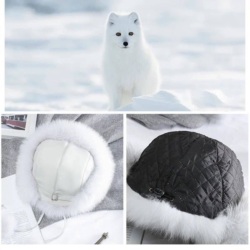 Мужская шапка бомбер из 2019 натурального Меха чернобурки со звездами и мехом