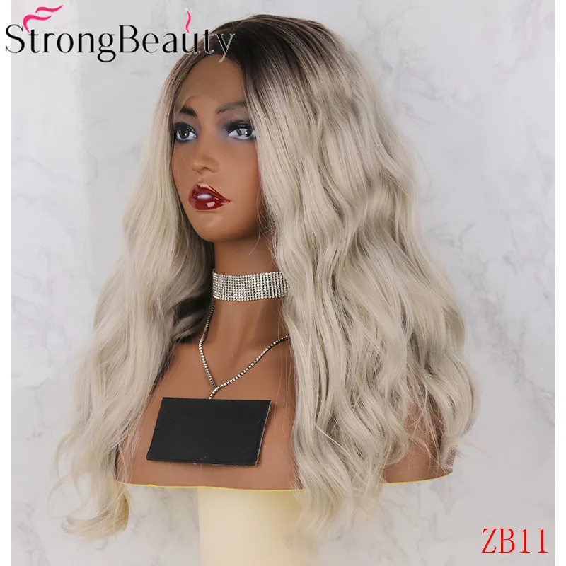 StrongBeauty синтетический парик фронта шнурка длинные волнистые натуральные парики женские парики
