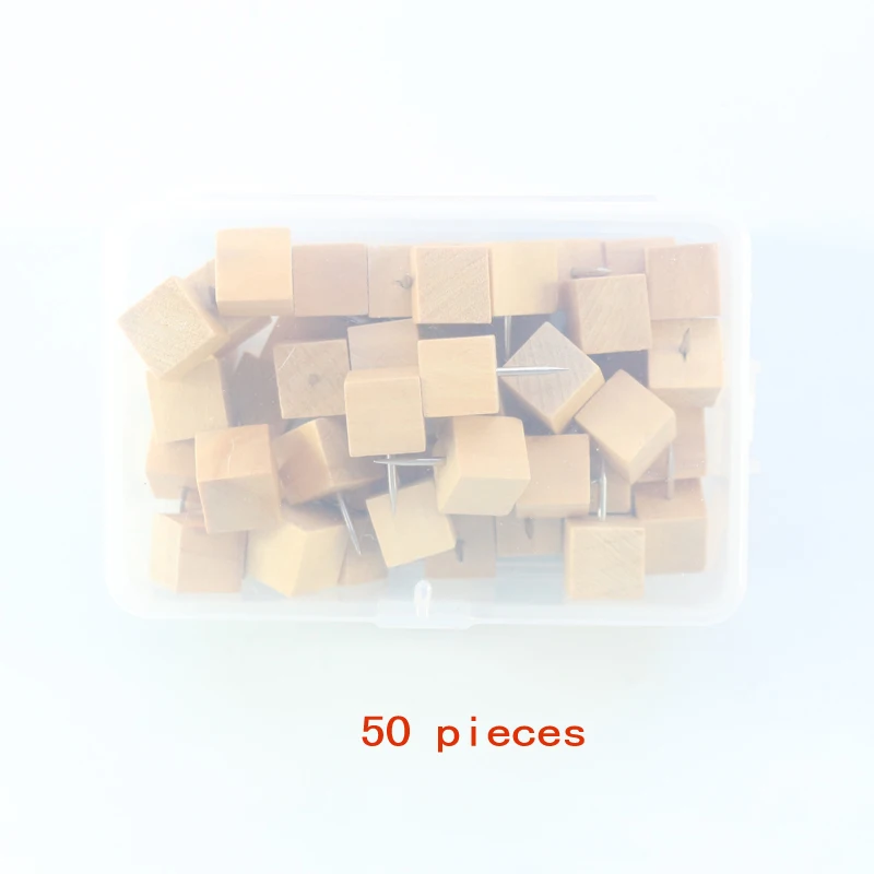 50 pieces Domikee классические деревянные офисные школьные канцелярские принадлежности для большого пальца, декоративные штифты для бумажной карты, пробковая доска - Цвет: 50 pieces