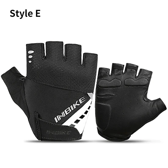 Style E-white INBIKE велосипедные перчатки с полупальцами, летние перчатки для горного велосипеда, дышащие мужские и женские Перчатки для фитнеса, велосипедные перчатки, анти-шоковые спортивные перчатки - Цвет: Style E-white