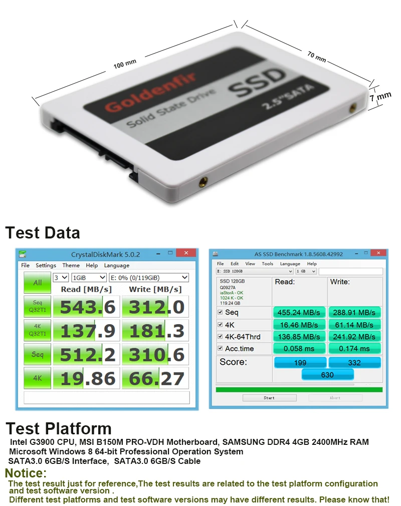 Goldenfir ssd 2,5, 16 ГБ, 32 ГБ, 64 ГБ, 128 ГБ, 256 ГБ, 512 ГБ, ноутбук, Жесткий драйвер, ssd диск для ноутбука, Жесткий драйвер, Твердотельный