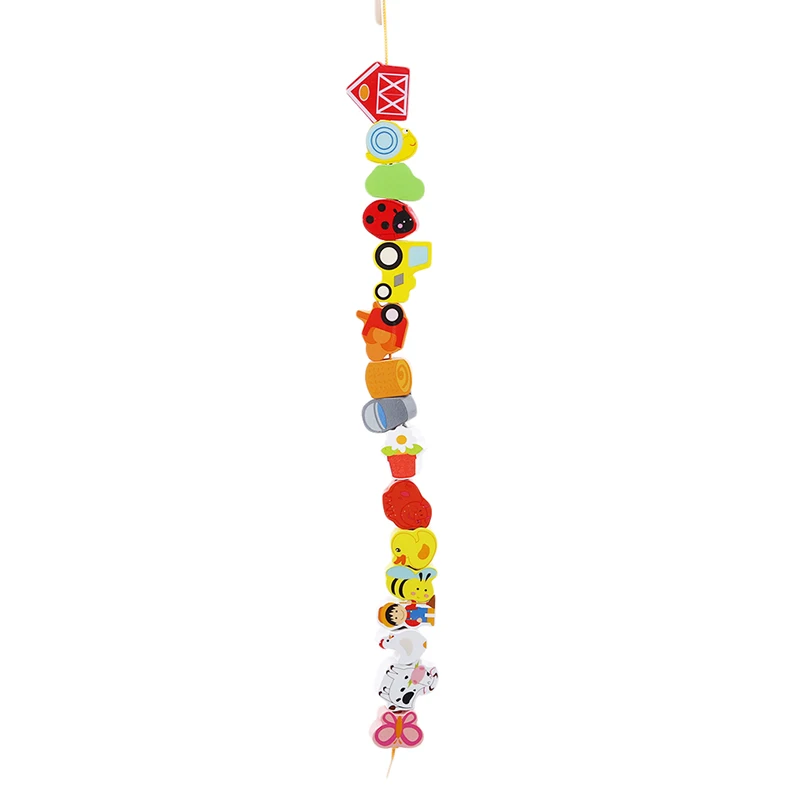 Creative Wooden Toys Baby Flower Beads String Lacing Puzzle Early Learning Educational Toys For Toddler Children DIY Toys