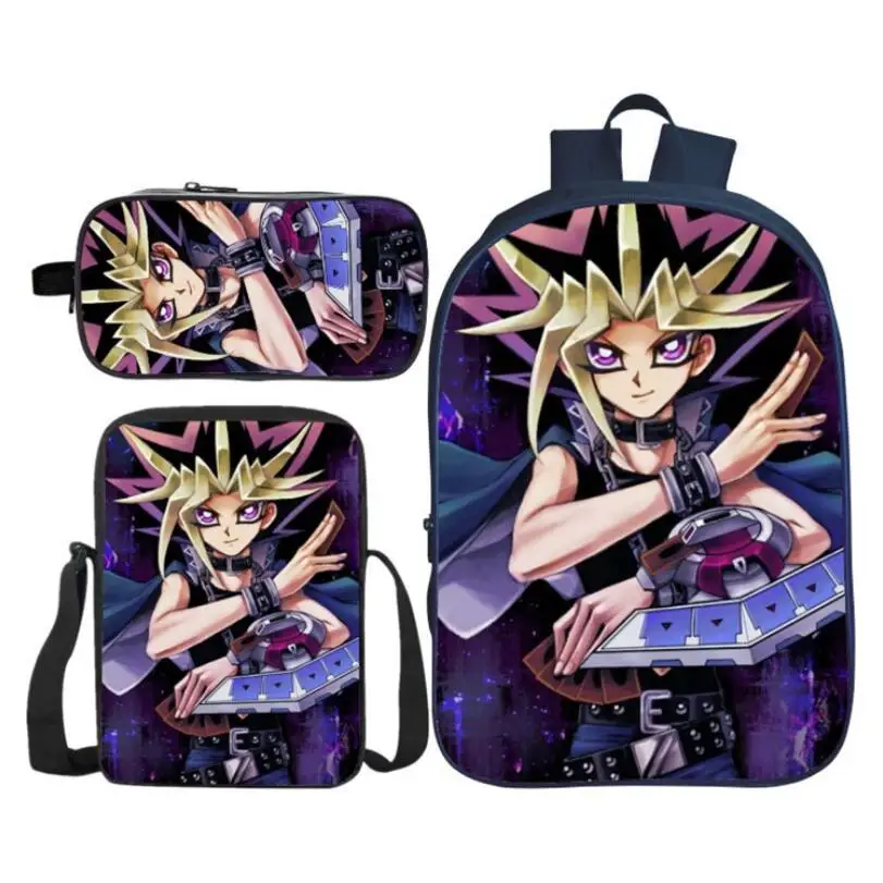 3 шт./компл. модные детские школьные сумки с 3D принтом Yu Gi Oh детский рюкзак