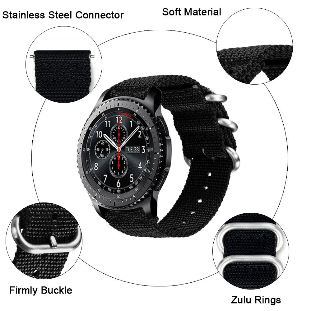 22 м тканый нейлоновый ремешок для Samsung Gear S3 сменный Браслет часов Classic frontier|replacement