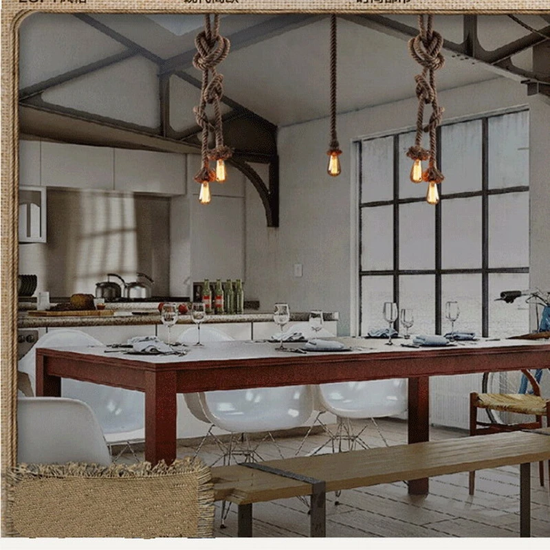 Ретро Лофт винтажный ручной вязки пеньковая веревка американский подвесной