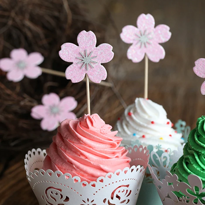 10 шт. Сумка розовая Cherry Blossom украшения идеи флаг свадебный торт десерт | Дом и сад