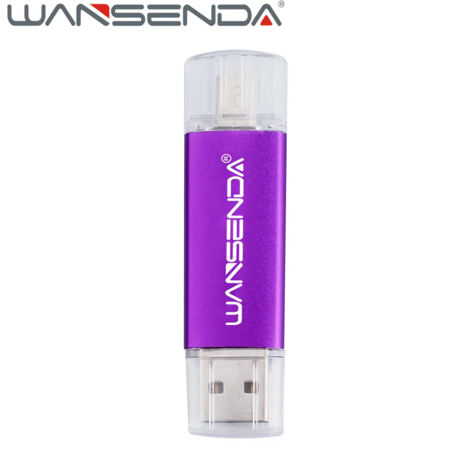 Фиолетовый Новинка, флеш-накопитель Wansenda OTG, 16 ГБ, USB флеш-накопитель, 64 ГБ, USB флешка, 32 ГБ, 8 ГБ, USB 2,0, флешка, 4 Гб, USB флеш-карта памяти для телефонов - Цвет: Фиолетовый