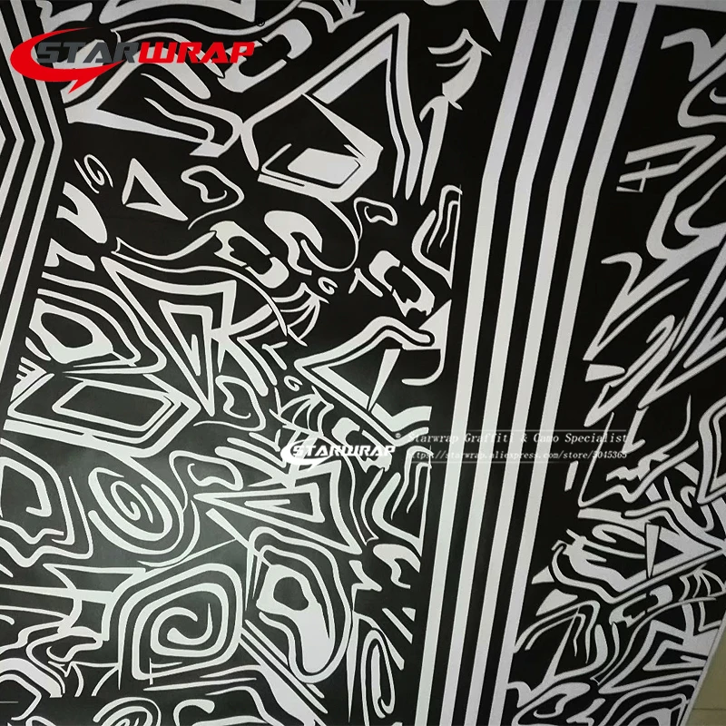 Starwrap черный и белый автомобильный Стайлинг граффити наклейка бомба виниловая