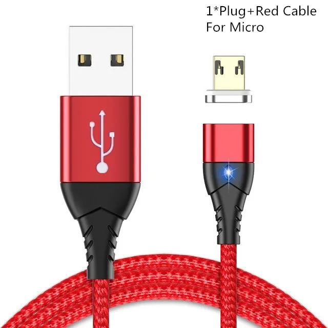 Red For Micro Магнитный usb-кабель для быстрой зарядки, кабель типа C, Магнитный зарядный кабель Micro USB для зарядки и передачи данных, кабель для мобильного телефона для iphone X, Xiaomi, huawei - Цвет: Red For Micro