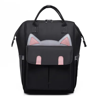 black Милый рюкзак Mochila Bolso Mujer с кошачьими ушками, водонепроницаемый нейлоновый рюкзак большой емкости, детские сумки для мам, девочек-подростков, Школьный Рюкзак Для Путешествий - Цвет: black