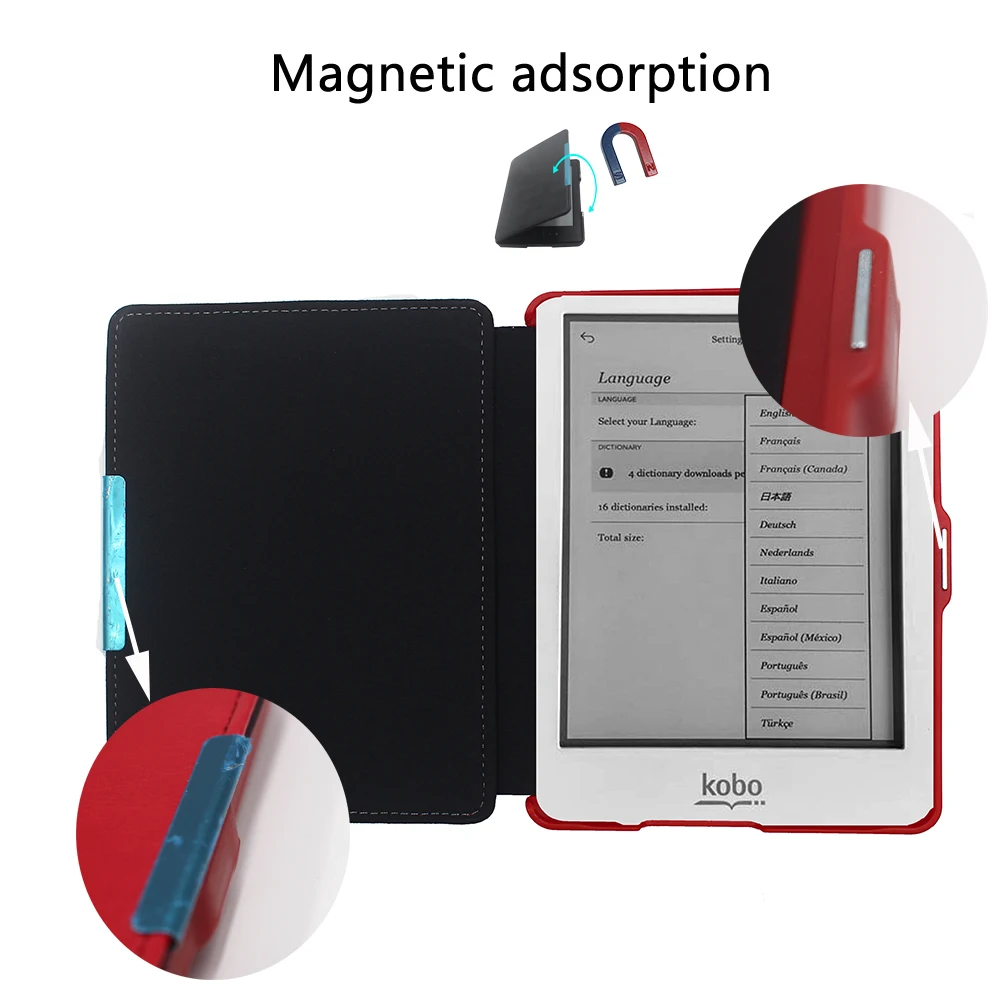Чехол-книжка из искусственной кожи для Kobo Glo 6 дюймов модель N613 Rakuten электронная книга читалка с магнитной застежкой
