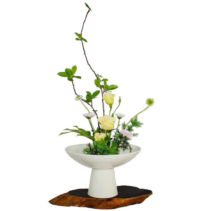Японский Ikebana Высокая белая чаша керамические контейнеры гидропоники цветочный