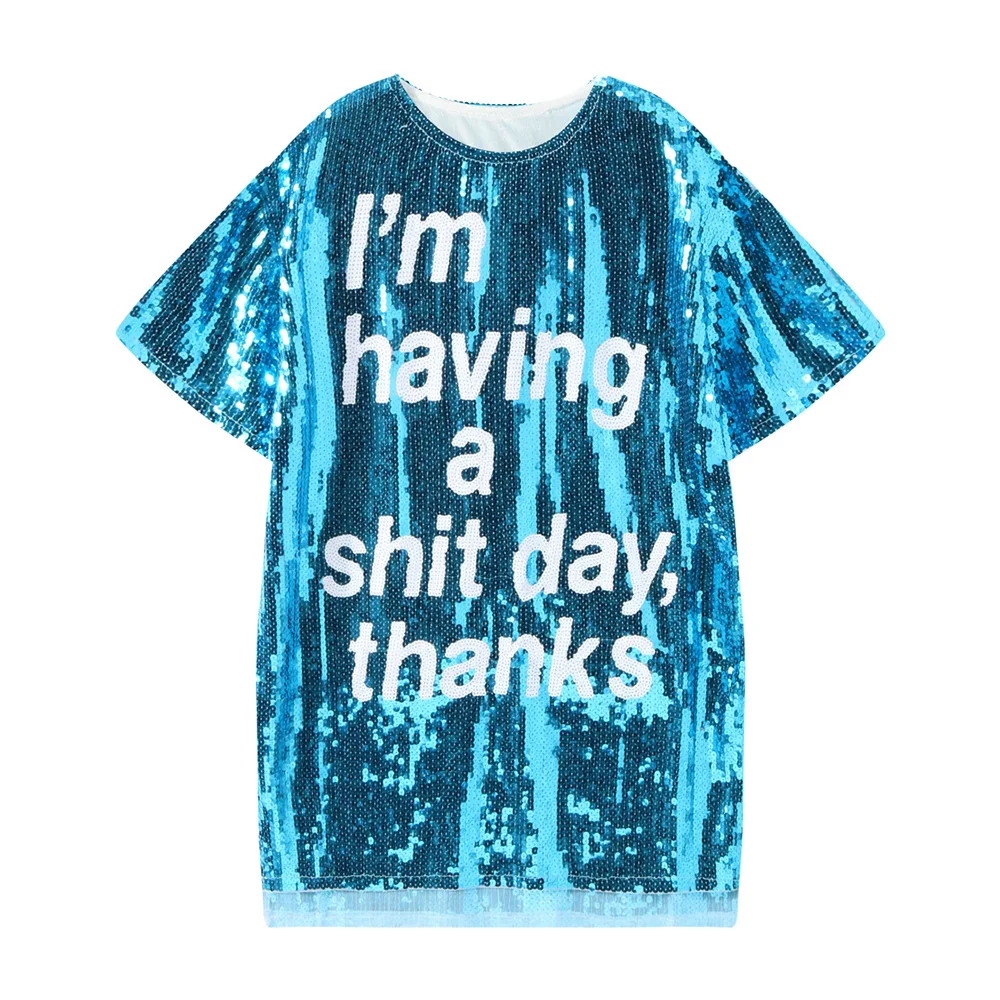 

Personality Woman Letters Sequins Oversized Long T-shirts Hiphop Half Sleeved Splicing Sequined Tees Streetwear Loose Tops 2019