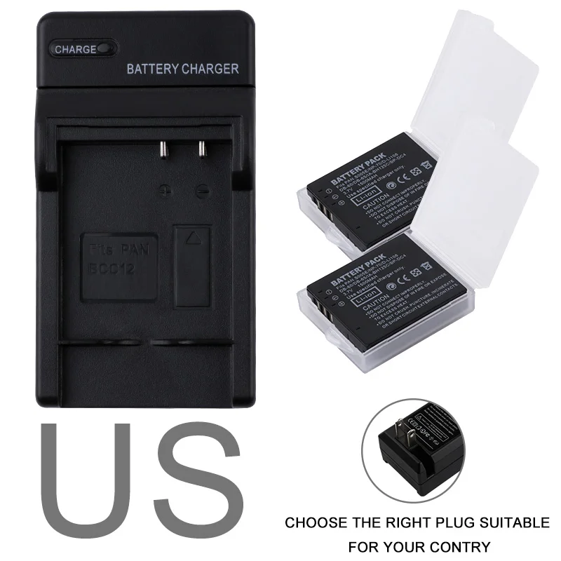 US RP CGA-S005E S005 аккумуляторная батарея+ зарядное устройство Комплект для Panasonic Lumix DMC-LX1 LX2 LX3 FX3 DMW-BCC12 для FUJI NP-70 DB60 - Цвет: US