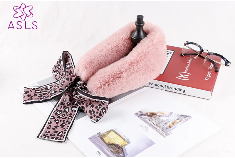 

New luxury warm Fur muffler scarf pullover small streamer women's autumn and winter thermal rex rabbit hair scarf false collar