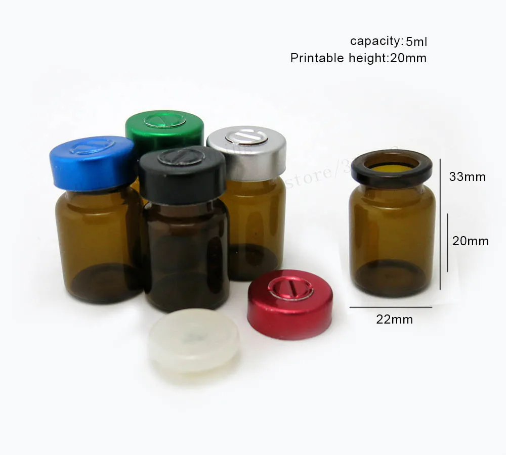 500x5 мл пустые маленькие Мини янтарные бутылки из коричневого стекла флаконы с