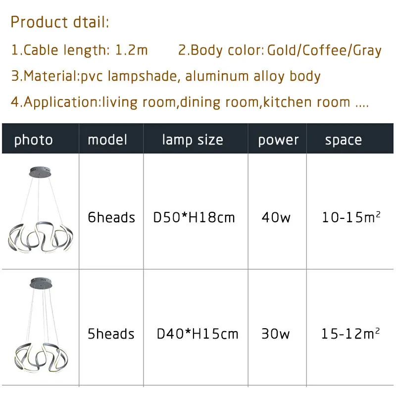 Светодиодный светильник для столовой спальни гостиной кабинета серого золотого