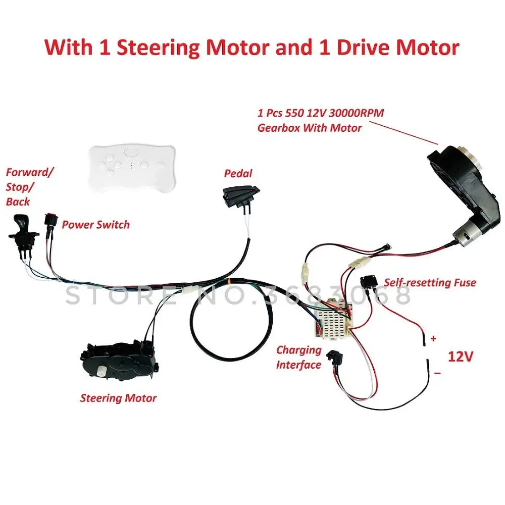 1 Drive 1 Steering Детский Электрический Автомобиль DIY модифицированные провода и переключатель комплект, с 2,4G Bluetooth пульт дистанционного управления самодельная Детская электрическая машина 12V - Цвет: 1 Drive 1 Steering