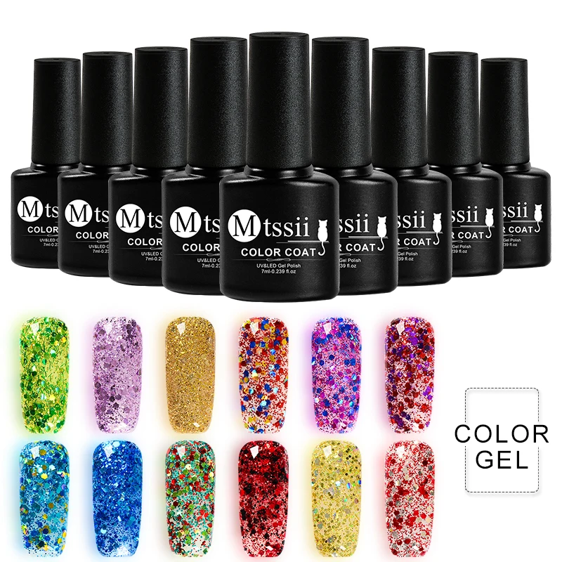 Mtssii 7 мл гель для ногтей Светодиодный УФ-гель маникюра Блестящий отмачиваемый