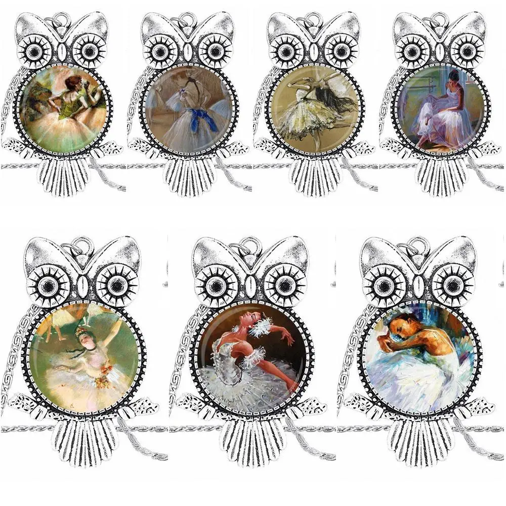 EJ глазурованная танцовщица балерины для ребенка стеклянный кабошон ожерелье с