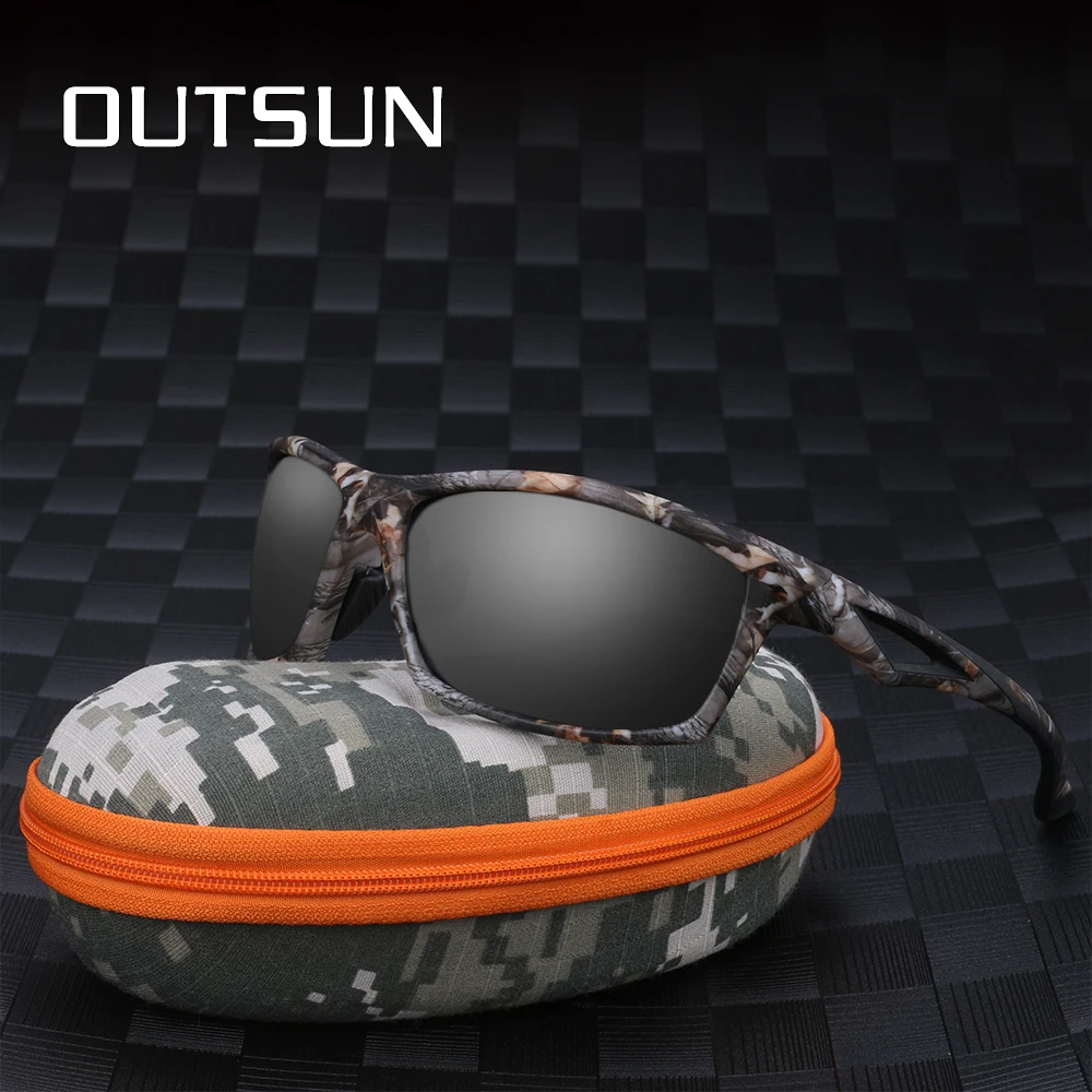 Мужские поляризованные солнцезащитные очки OUTSUN TR90, камуфляжная оправа, фирменный дизайн, мужские солнцезащитные очки polaroid, камуфляжный чехол 8864