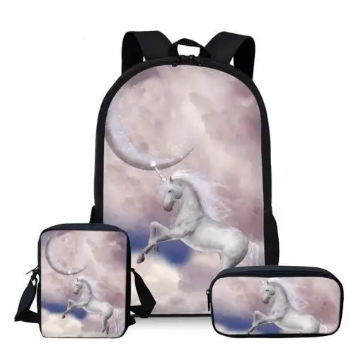 Студенческий рюкзак с мультяшным единорогом детские школьные сумки для