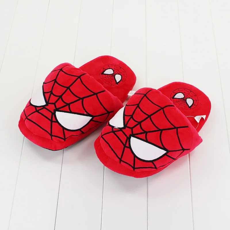 Тапочки супергероев, Супермен, Бэтмен, Человек-паук, Дэдпул, Харли Квинн, плюшевые мягкие зимние комнатные тапочки - Цвет: Spiderman