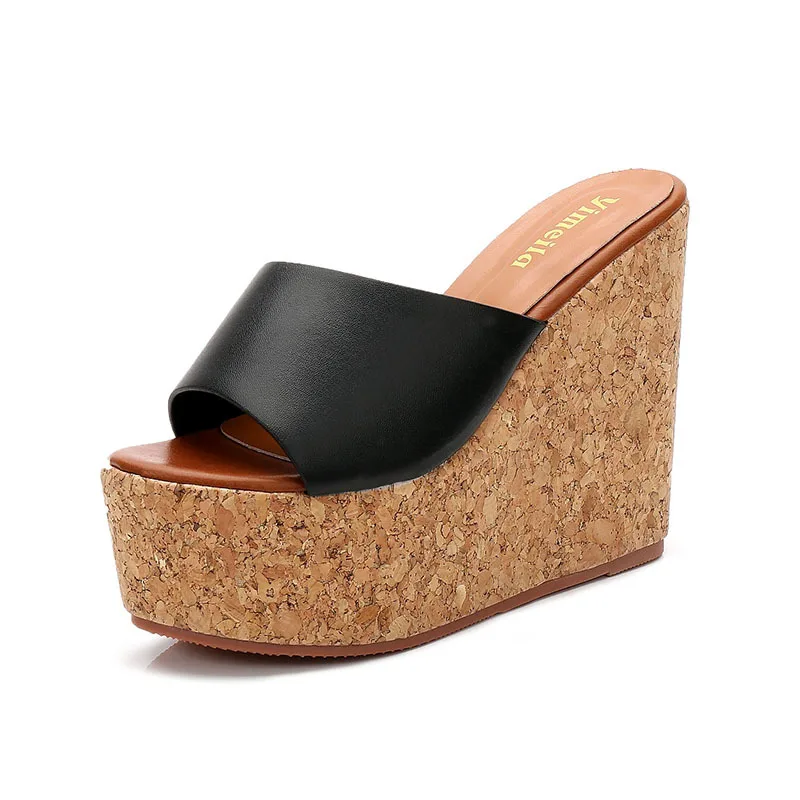 Обувь на платформе; женские шлепанцы; zapatos mujer; коллекция года; модные женские шлепанцы; удобная обувь на танкетке; лоферы; сандалии; Цвет абрикосовый, черный