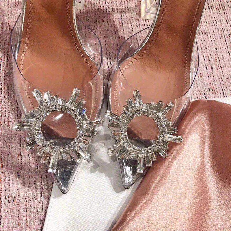 Party High Heel Shoes Women Krystal PVC Pumps Fashion Pointed Toe Luxury Designers Wedding | Обувь
