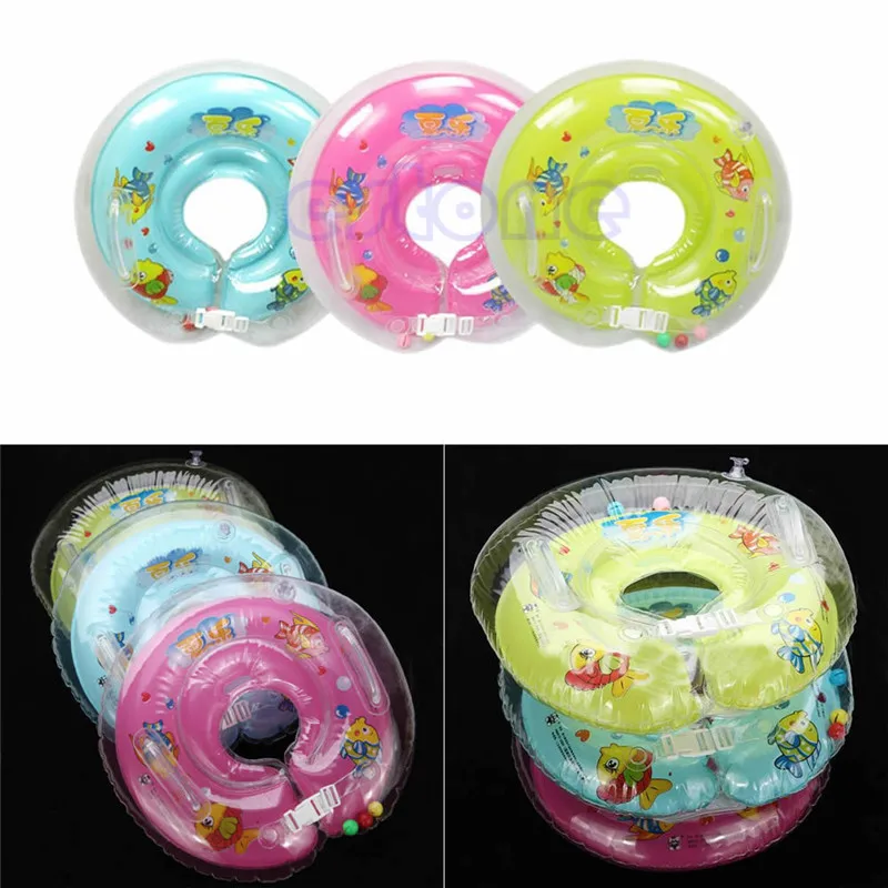 

OOTDTY 2 Colors Baby Infant Bath Swimming Pools Swim Aids Neck Float Ring Safety Inflatable blue/pink