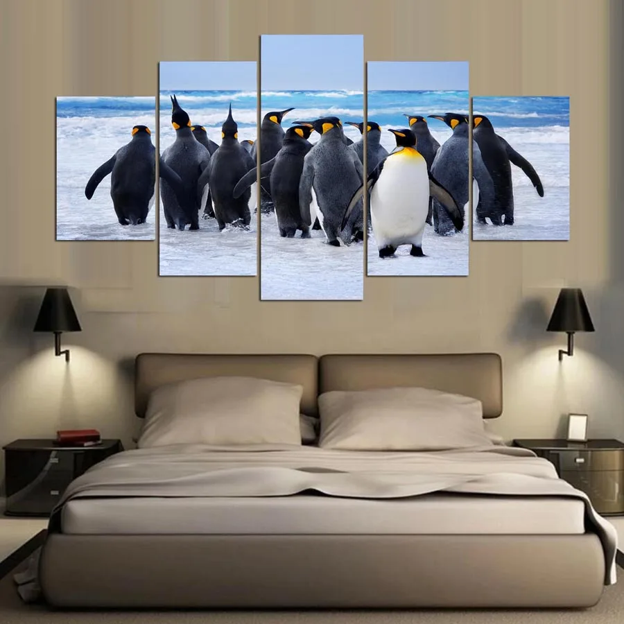 5 шт. Картина на холсте с изображением пингвина современная картина животных