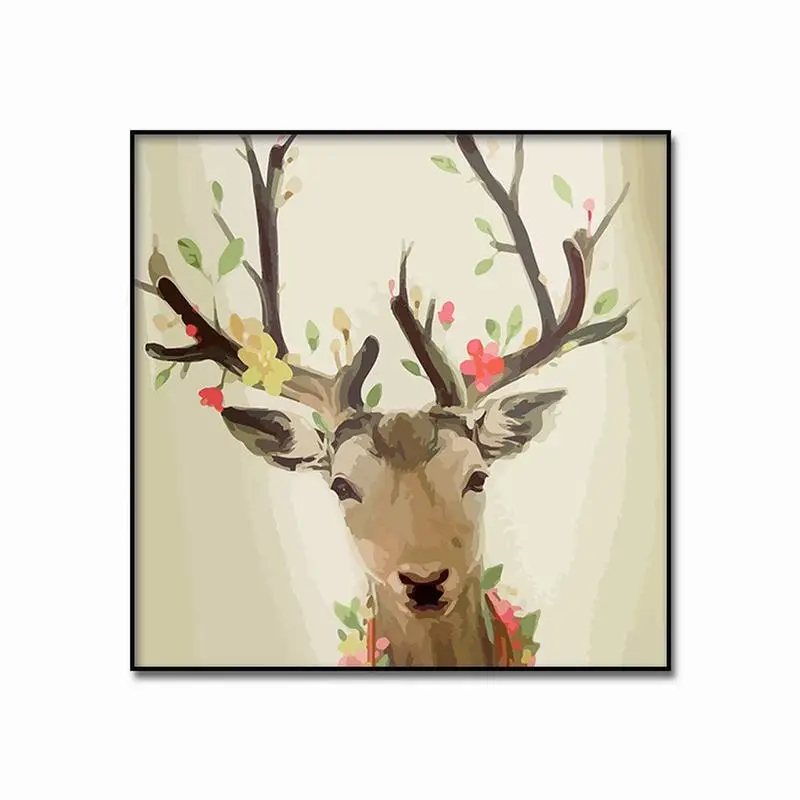 Скандинавские декоративные абстрактные цветы олень стены искусства холст