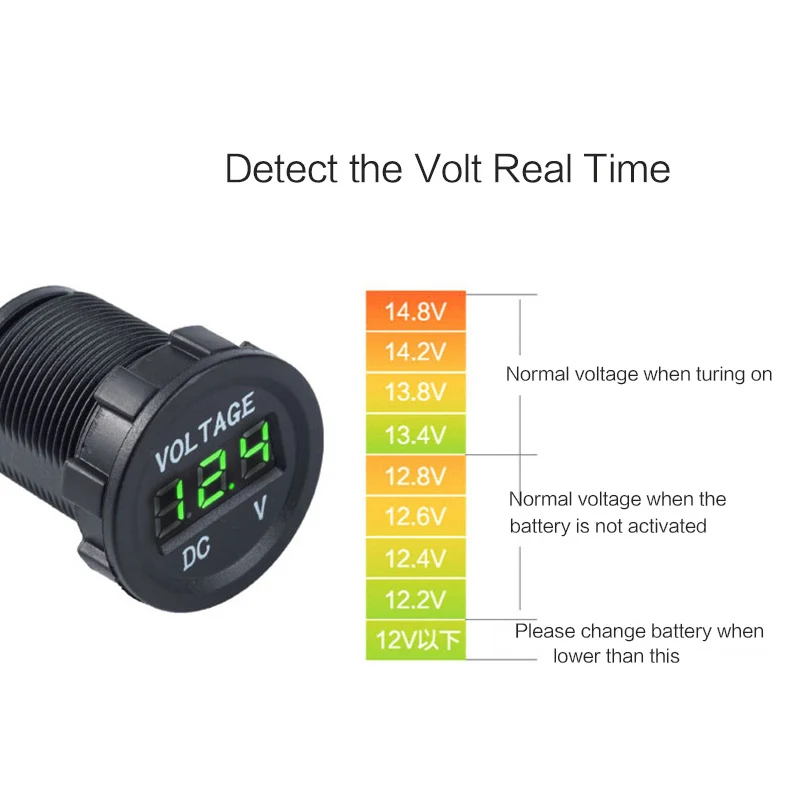 Green Light LED Digital Display Voltmeter Socket for 12V 24V Car Motorcycle Cigarette Lighter Power Voltage Meter Plug Moniter | Автомобили